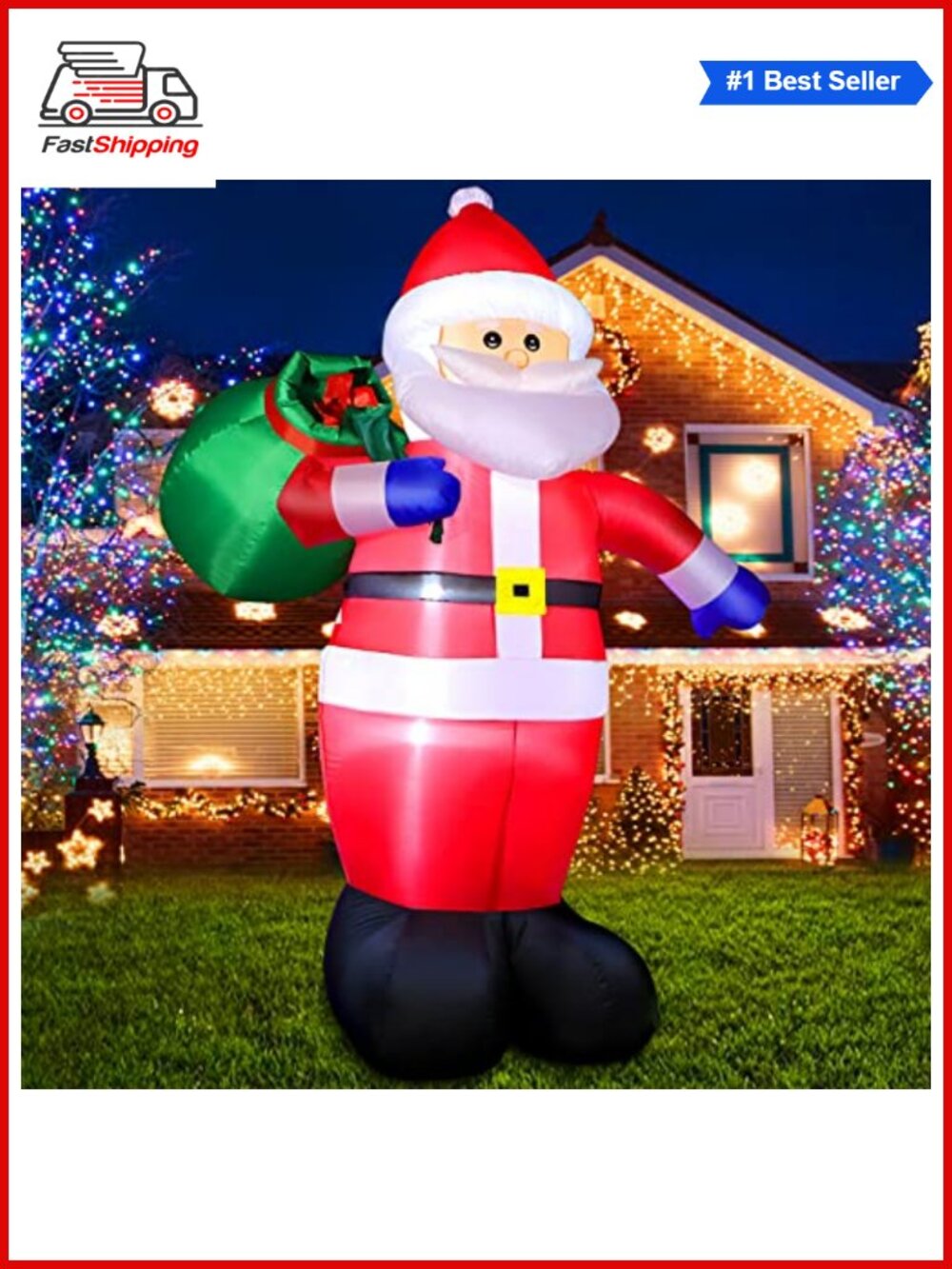 🎅 6 FT Christmas Inflatable Santa Claus W LED Light Yard Decor